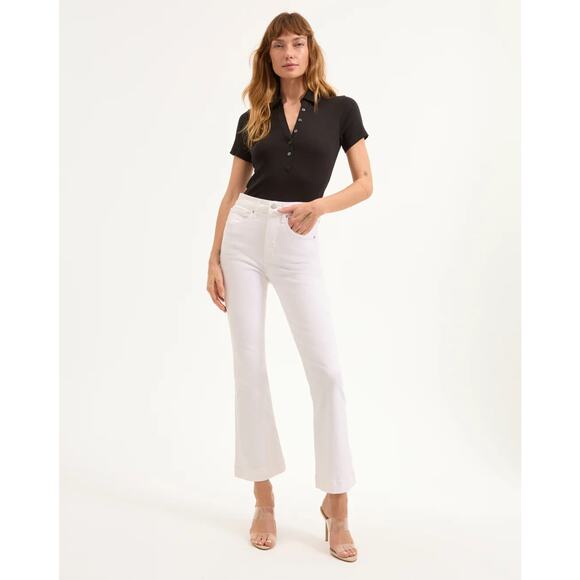 NWT Veronica Beard Carson High-Rise Ankle Flare Jeans Size 24 White #3B504 - Picture 1 of 13